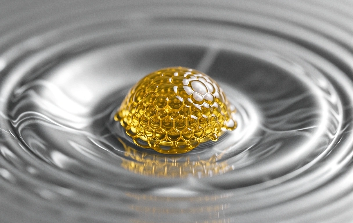 Botanical oil and water macro texture